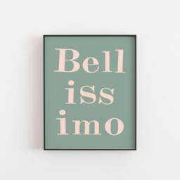 Italian Wall Art, Bellissimo Print, Beautiful Italy, Travel Italy Word Themed Inspired A2, A3 - thumbnail 2