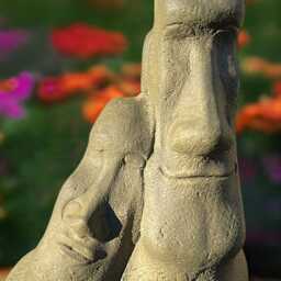 Concrete Tiki Heads Statue Stone Moai Faces Sculpture Polynesian Island Figure Outdoor Garden Art Cement Yard Ornament Totem Lover Gift - thumbnail 4