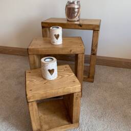 Nest Of Tables Rustic Side Table End Table Cubes Oak Pine Walnut - thumbnail 3