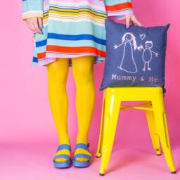 Mummy & Us Cushion - Childrens Drawing Gift Mothers Day Personalised Rose Gold - thumbnail 2