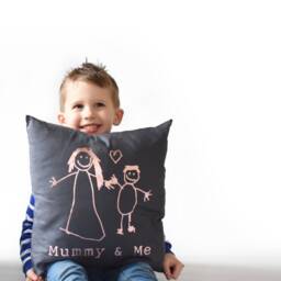 Mummy & Us Cushion - Childrens Drawing Gift Mothers Day Personalised Rose Gold - thumbnail 3