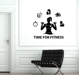 Fitness Girl Vinyl Wall Decal Woman Healthy Lifestyle Motivation Gym Center Stickers Mural - #2700Di - thumbnail 1