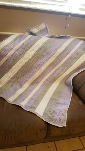 Purple, Light Grey, White Crochet Baby Blanket. Crochet Throw. Handmade Afghan. Afghan.baby Baby Gift - image 1