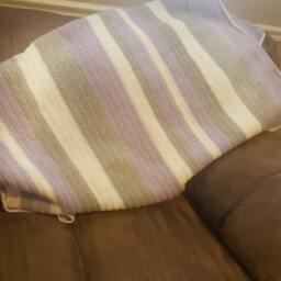 Purple, Light Grey, White Crochet Baby Blanket. Crochet Throw. Handmade Afghan. Afghan.baby Baby Gift - thumbnail 2