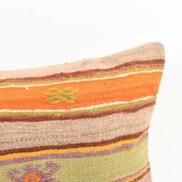 Handmade Turkish Kilim Pillow Cover Bohemian Stripe Lumbar - 16x24 - thumbnail 2