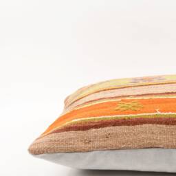 Handmade Turkish Kilim Pillow Cover Bohemian Stripe Lumbar - 16x24 - thumbnail 4