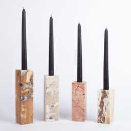 Travertine & Onyx Candlestick Holder, Chunky Marble Rectangle Stone Candle