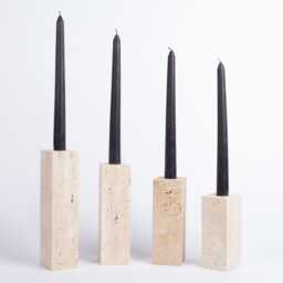 Travertine & Onyx Candlestick Holder, Chunky Marble Rectangle Stone Candle - thumbnail 2