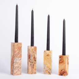 Travertine & Onyx Candlestick Holder, Chunky Marble Rectangle Stone Candle - thumbnail 3
