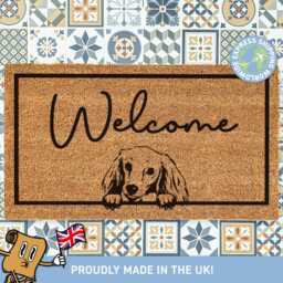 Long Haired Sausage Dog Doormat, Personalized Wiener Customised Welcome Pet Gift, Cute Dog, Personalised Mat - thumbnail 1