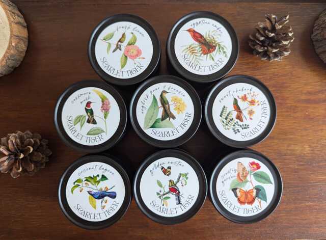 Natural Soy Candle Tins, Birds & Butterflies, Vintage Nature, 100Ml - image 1