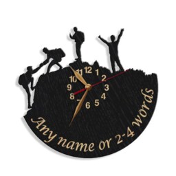 Hiker Clock Gift Big Wood Non-Ticking Large 12-18Inch, Wall Art Decor, Climbing #32 - thumbnail 2