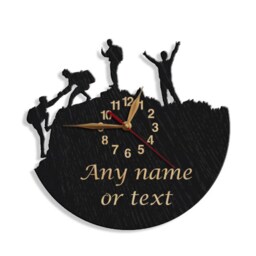 Hiker Clock Gift Big Wood Non-Ticking Large 12-18Inch, Wall Art Decor, Climbing #32 - thumbnail 3
