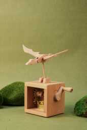 Handmade Wooden Flying Bird Music Box, Hand-Crank Dragon Box, Personalized Bird, Automata Sculpture, Wooden Figurine, Birthday Gift - thumbnail 1
