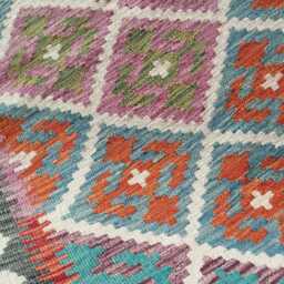 Kilim Rug Classic, Handmade Artisan Afghan Turkish Persian Rug, Navajo Moroccan Bohemian Flatweave, Natural Wool Multicolour 125x79 cm - thumbnail 4