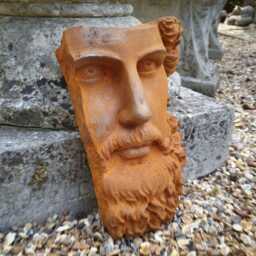 Cast Iron Roman Bust - Hanging Antique Style Greek Mask Home Garden Ornament - thumbnail 1