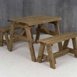 Solid Wood Picnic Table & Bench Set - Victoria Garden Dining Furniture Handmade Outdoor Patio in Multiple Sizes - thumbnail 4