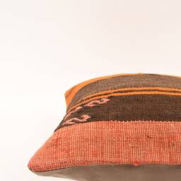 Handwoven Kilim Pillow Cover Vintage Turkish Wool, Boho Euro Sham - 16x16 - thumbnail 4