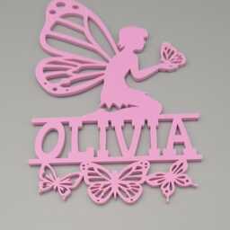 Personalised Fairy, Garden Wall Plaque, Kids Bedroom Decor, Name, Door Or Wall Hanger in Acrylic Wood - thumbnail 4