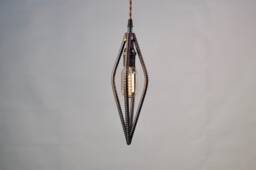 Pendant Light Hand Bent Rebar, Choice Of Metal Finish - thumbnail 1