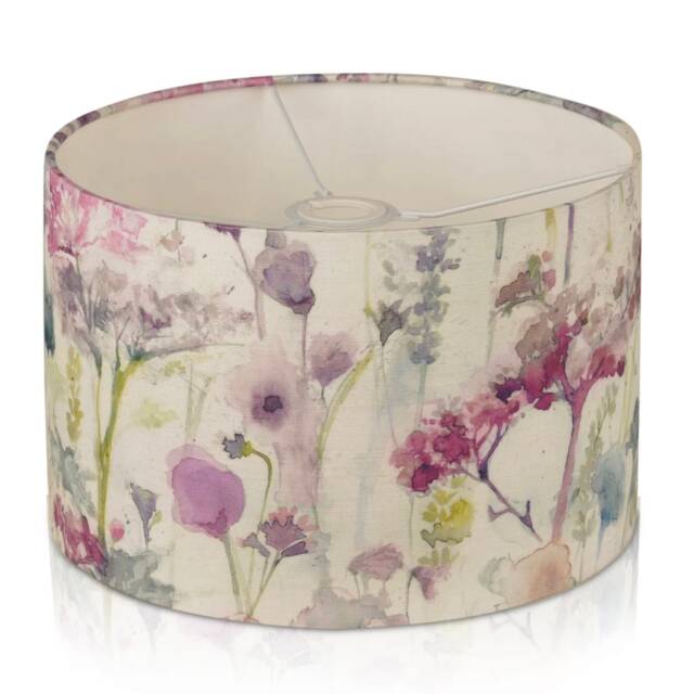 Voyage Ilinizas Summer Floral Drum Lampshade, Pink Purple Blue Flowers - image 1