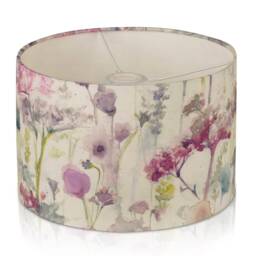 Voyage Ilinizas Summer Floral Drum Lampshade, Pink Purple Blue Flowers - thumbnail 1