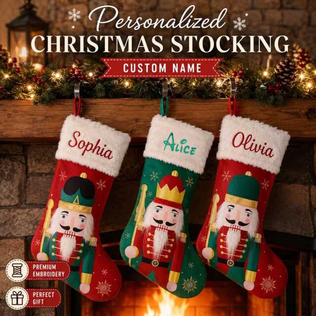 Personalized Christmas Stockings, Custom Name Stocking Decoration, Festive Stockings For Stairs Fireplace, Holiday Season Decor - image 1
