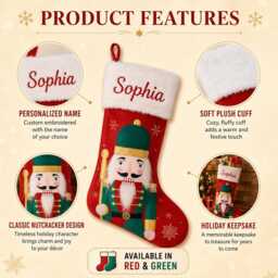 Personalized Christmas Stockings, Custom Name Stocking Decoration, Festive Stockings For Stairs Fireplace, Holiday Season Decor - thumbnail 4
