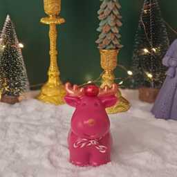 Handmade Christmas Reindeer Candle Soy Beeswax Blend Home Decor - thumbnail 4