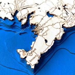 Iceland 3D Wooden Topographic Map - Bathymetry Ocean Art - thumbnail 3
