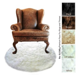 Faux Sheepskin Round Rug - Shaggy Plush Area Rug, Usa Made - thumbnail 2