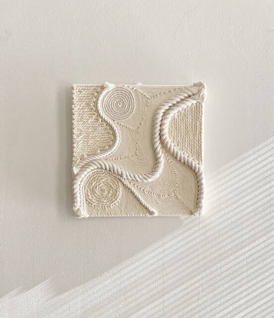 Fiber Art Wall Hanging, Handmade, Natural Cotton Rope - image 1