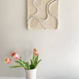 Fiber Art Wall Hanging, Handmade, Natural Cotton Rope - thumbnail 2