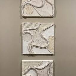 Fiber Art Wall Hanging, Handmade, Natural Cotton Rope - thumbnail 4