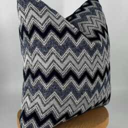 Navy Blue & Gray Chevron Pillowcase, Blue Pillow Cover, Zig Zag Pillowcase, Textured Pillowcase, Housewarming Gift, Halloween Gift, 20x20 - thumbnail 4