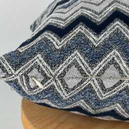 Navy Blue & Gray Chevron Pillowcase, Blue Pillow Cover, Zig Zag Pillowcase, Textured Pillowcase, Housewarming Gift, Halloween Gift, 20x20 - thumbnail 3