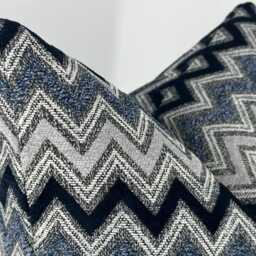 Navy Blue & Gray Chevron Pillowcase, Blue Pillow Cover, Zig Zag Pillowcase, Textured Pillowcase, Housewarming Gift, Halloween Gift, 20x20 - thumbnail 2