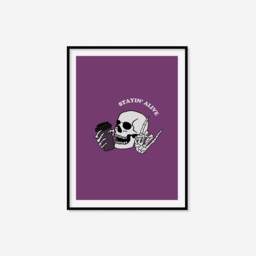 stayin' Alive Print - Skeleton Print, Coffee Art, Fun Kitchen Cute Decor, Wall - thumbnail 3