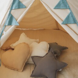 Grey Muslin Star Pillow Hypoallergenic Kids Room Cushion - thumbnail 3