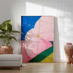 Cherry Blossom Poster, Spring Art Print, Floral Nature Wall Art, Pink Flowers Decor, Modern Japanese Landscape Poster - thumbnail 3