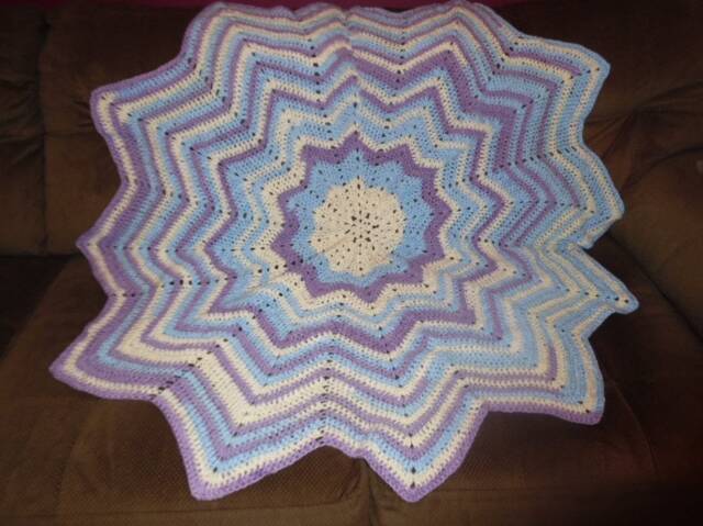 On Sale Crochet Afghan, Star Lapghan, Ripple Blanket, Christmas Gift, Circle Afghan - image 1