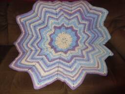 On Sale Crochet Afghan, Star Lapghan, Ripple Blanket, Christmas Gift, Circle Afghan - thumbnail 1