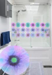Glass Decals Happy Watercolor Dots in Lilac, Bathroom Decor, For Glass, Mirrors, Sliding Doors, Shower Privacy Window Film