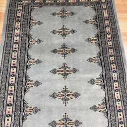 2.6x4 Silver Color Bokhara Rug - 0.80x1.20 Small Wool Living Room Hand Knotted Doormat Bathmat - thumbnail 3