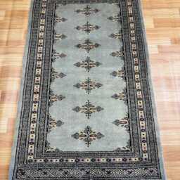 2.6x4 Silver Color Bokhara Rug - 0.80x1.20 Small Wool Living Room Hand Knotted Doormat Bathmat - thumbnail 2