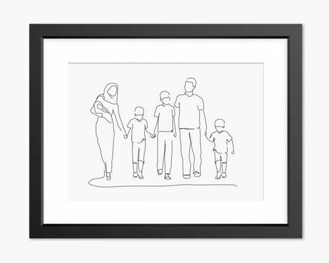 Family Drawing, Line Art, Portrait, Illustration, Gift, Print, Gift For Mom, Dad, Wall Art - image 1
