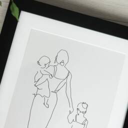 Family Drawing, Line Art, Portrait, Illustration, Gift, Print, Gift For Mom, Dad, Wall Art - thumbnail 3