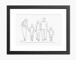 Family Drawing, Line Art, Portrait, Illustration, Gift, Print, Gift For Mom, Dad, Wall Art - thumbnail 1