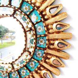 "Peruvian Mirrors ""Aztec Turquoise 40cm" - thumbnail 2