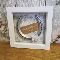 Wedding Horseshoe Gift - Personalised Good Luck Genuine Horseshoe Shadow Box Frame New Home Anniversary Engagement - thumbnail 2